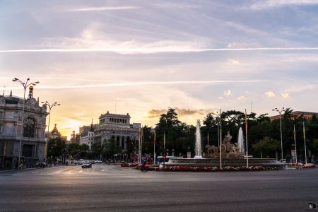 Madrid Rathausplatz Sonnenuntergang