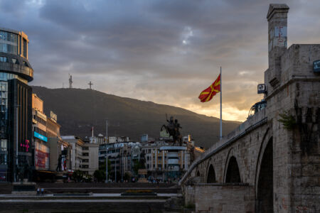 Skopje Innenstadt Sonnenuntergang 1
